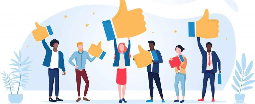 Illustration of people holding up thumbs up
