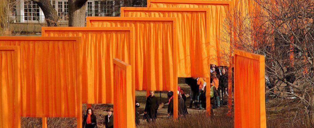 orange banners outside