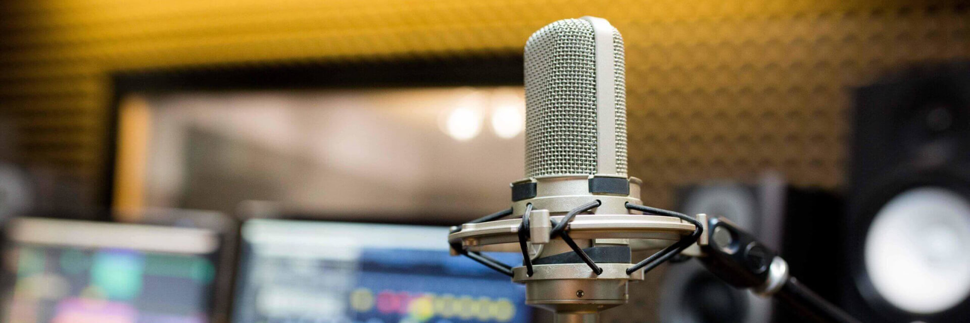 A closeup shot of a studio microphone