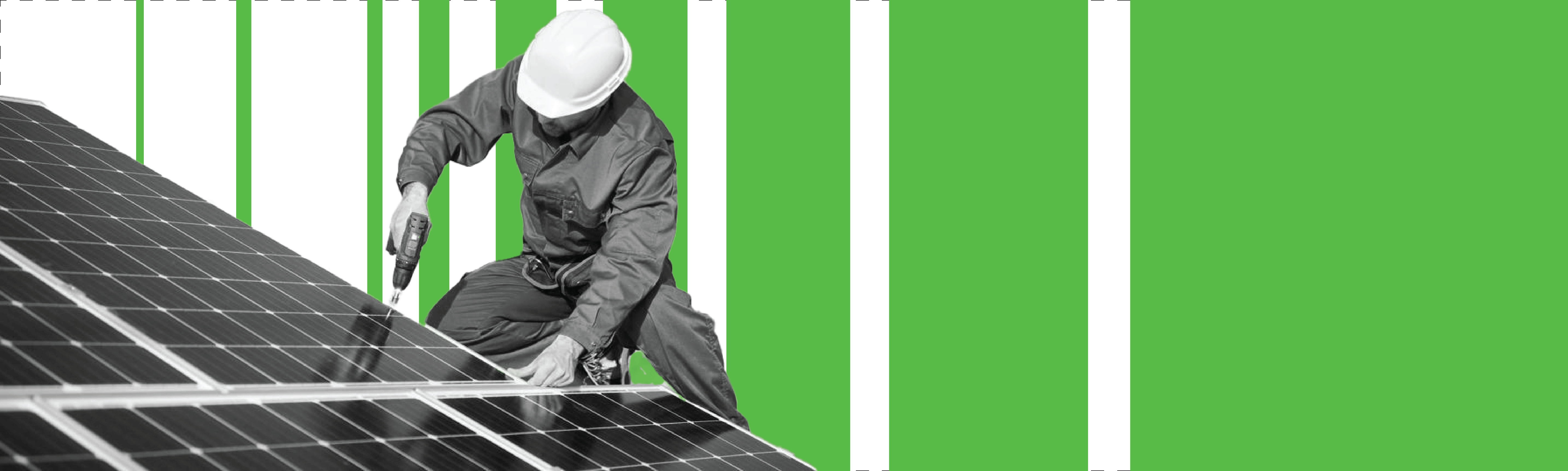 Construction worker installing a solar panel