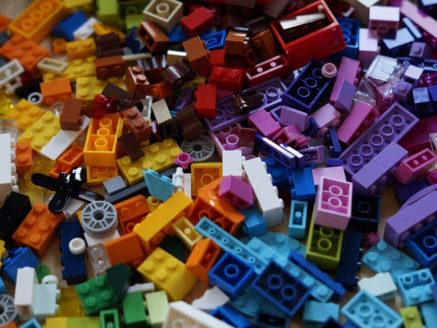 Colorful assorted Lego pieces