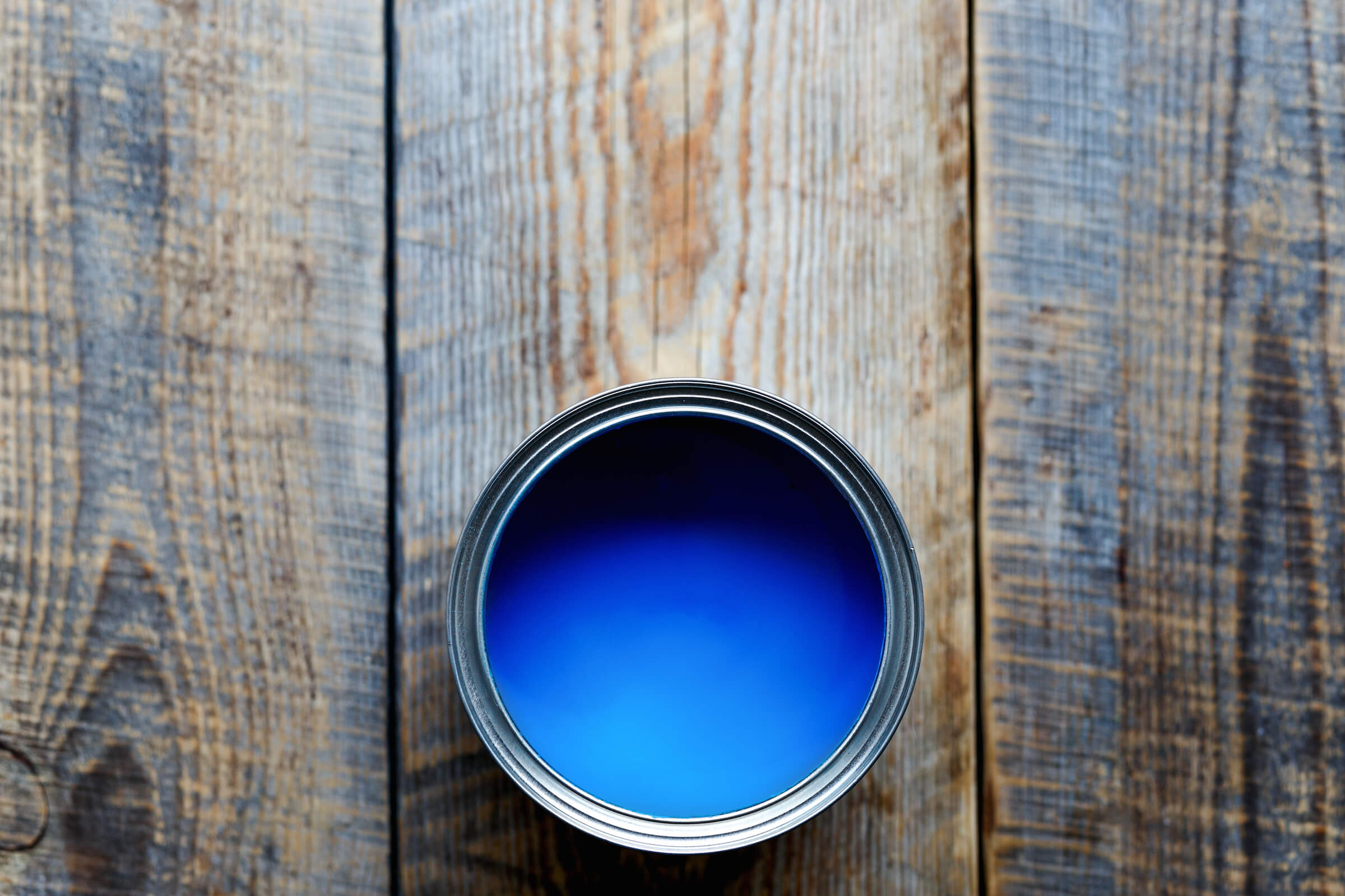 blue paint in can