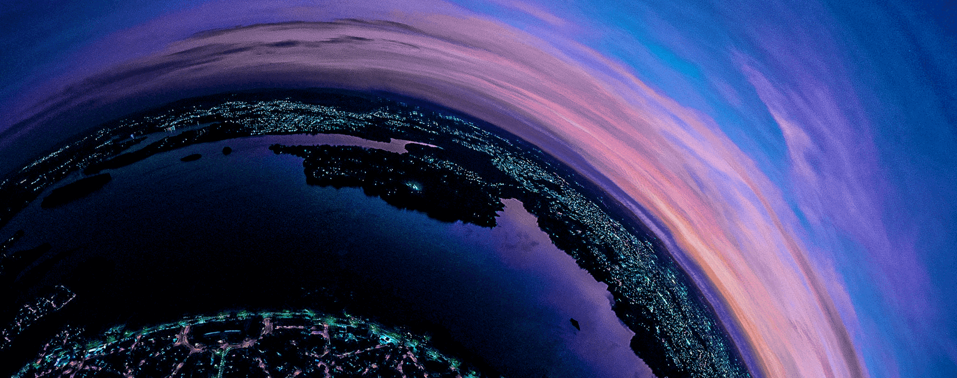 Panoramic view of city lights on earth