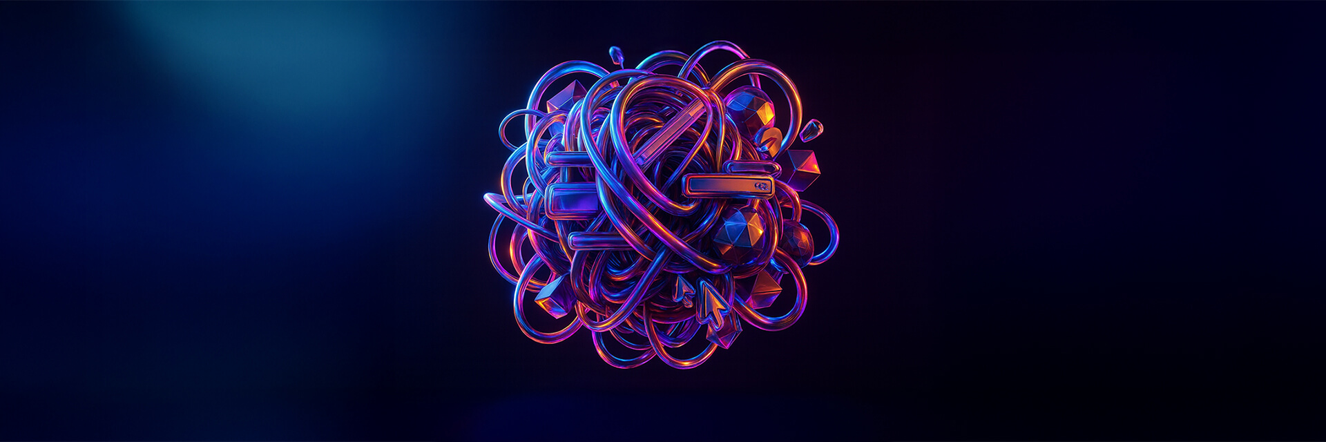 a tangle of wires and old computer icons