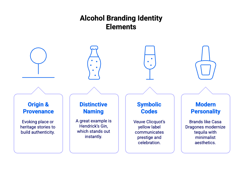 Alcohol branding identity elements - infographic | Vivaldi Group