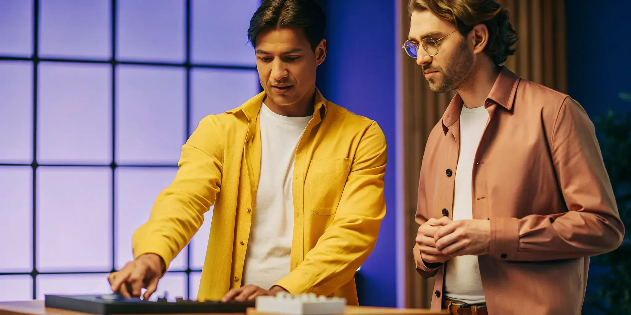 Dos hombres sentados ante un escritorio aplicando el modelo de ventaja competitiva de Porter a su estrategia empresarial.