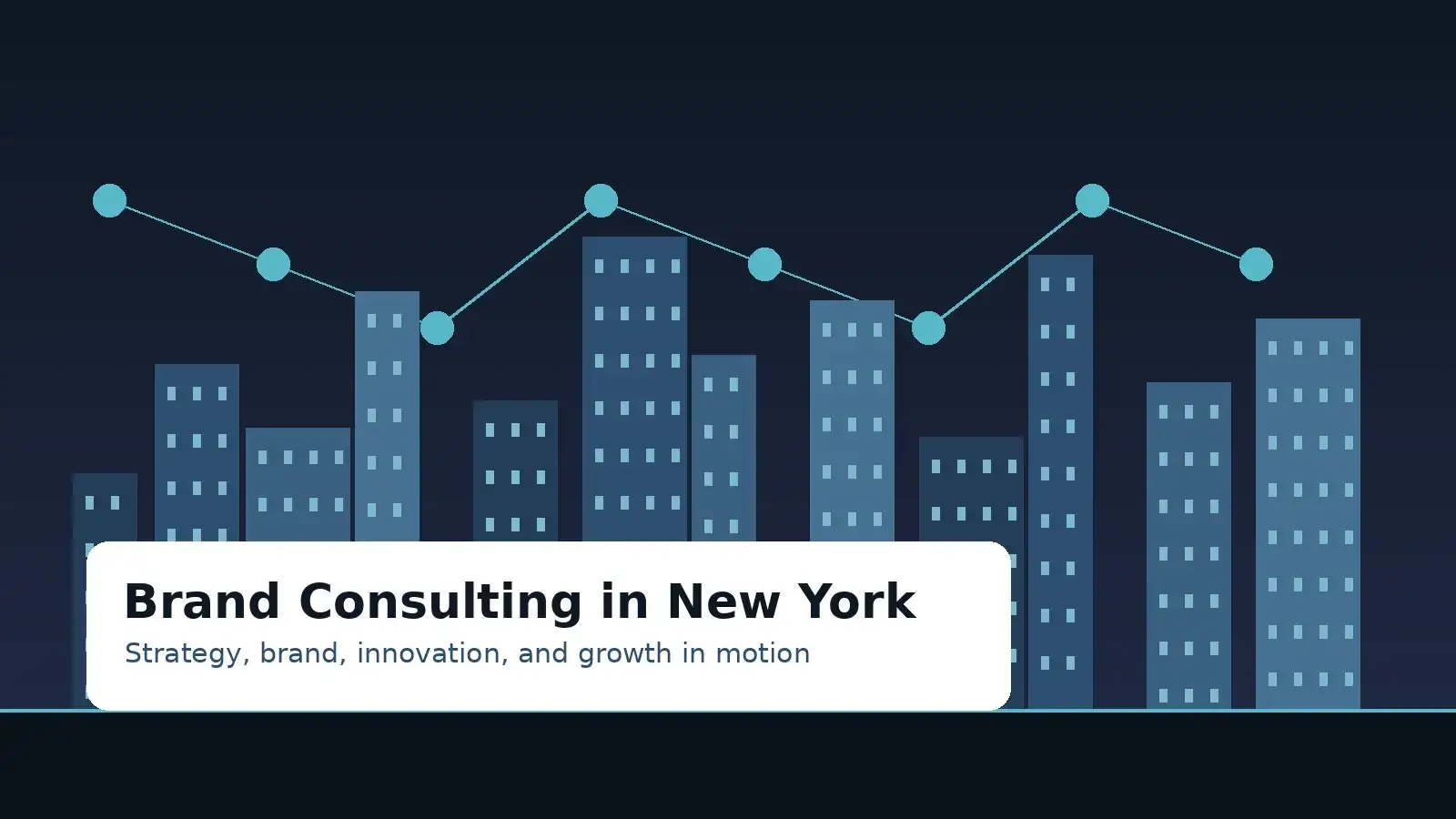 Red de consultoría de marcas y estrategia de Nueva York con el perfil urbano de fondo